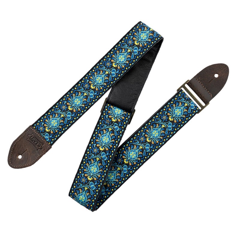 Levy's Leathers 2" Vintage Hootenanny Jacquard Weave Guitar Strap with Garment Leather Backing (M8HTV-04) - Image 1
